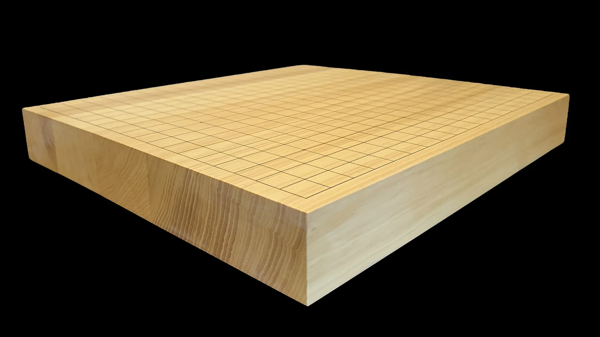 囲碁(卓上)1.95寸|九州榧・4枚接ぎ盤を角から撮影したイメージ