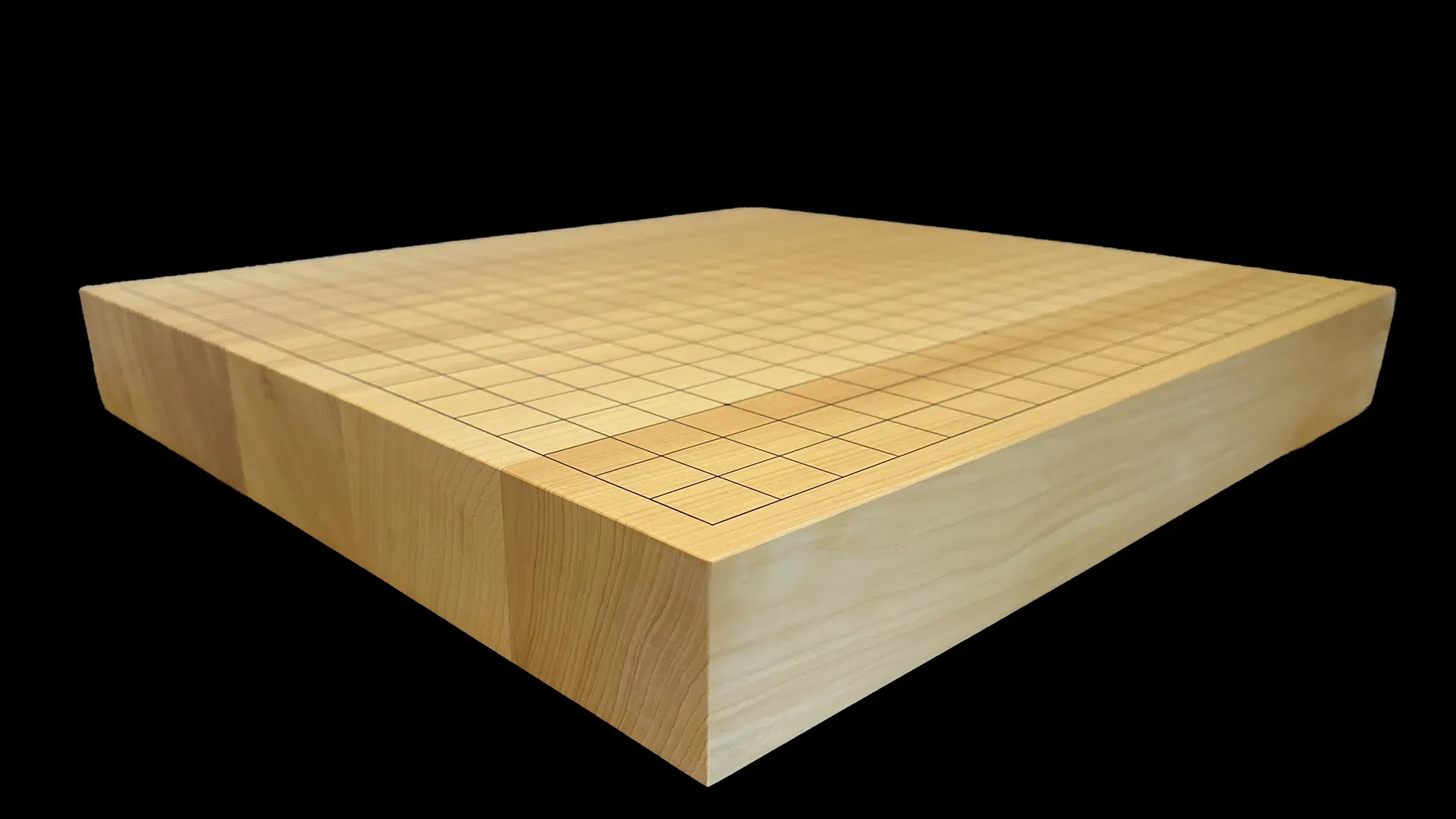 囲碁(卓上)1.95寸|九州榧・4枚接ぎ盤を角から撮影したイメージ2