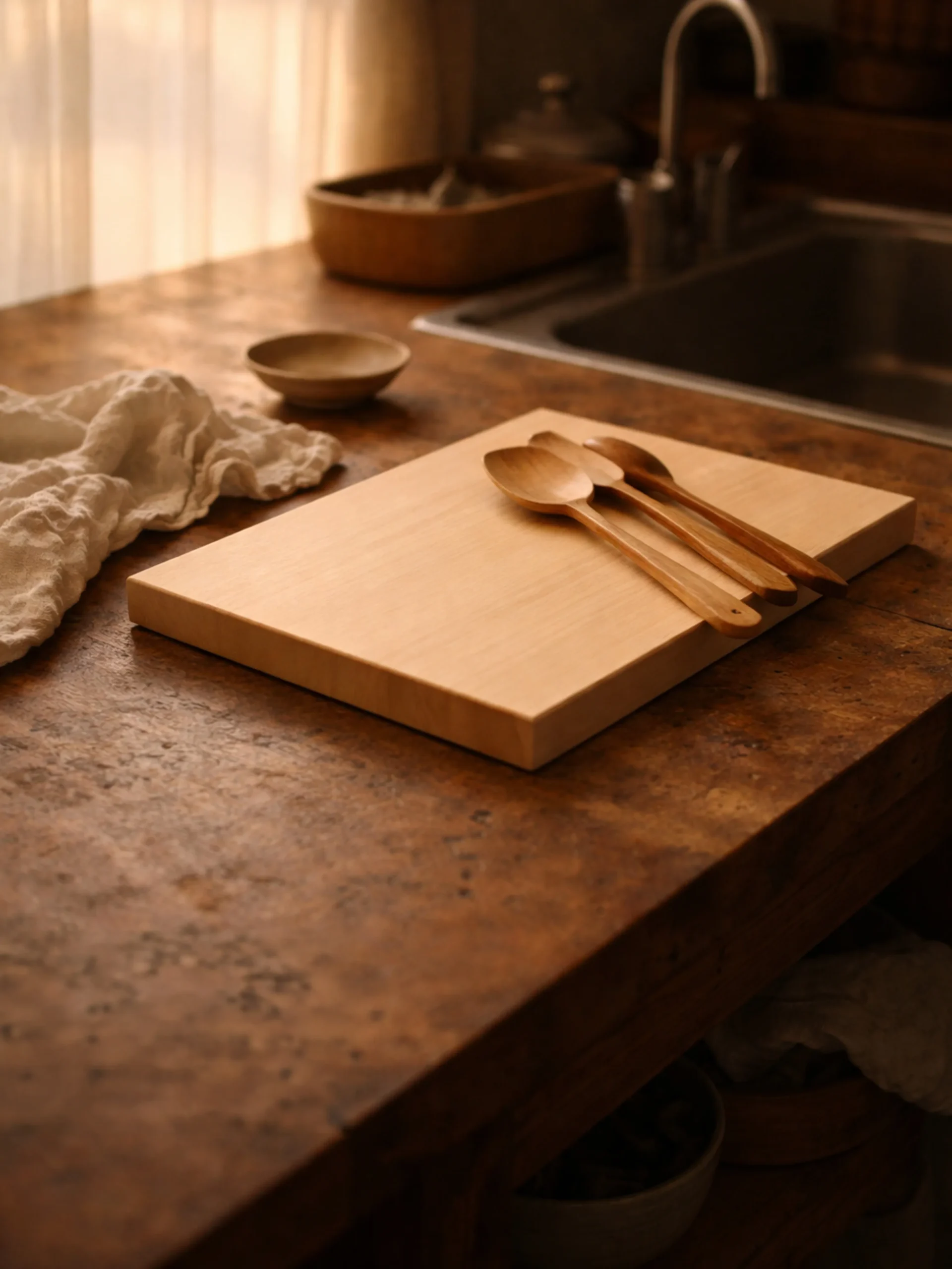 静かな空間に置かれた木の道具と、暮らしの中の穏やかな気配