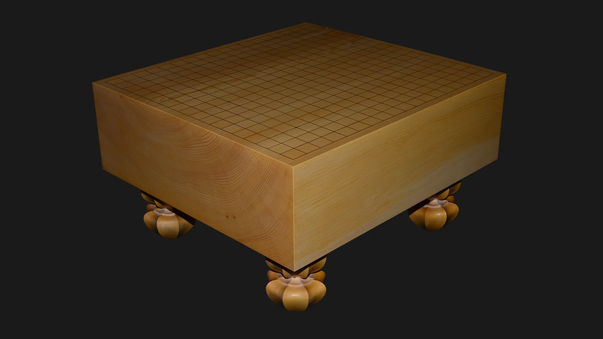 碁盤(脚付)4.8寸|九州榧・1枚板板目(木裏)の全体イメージ2